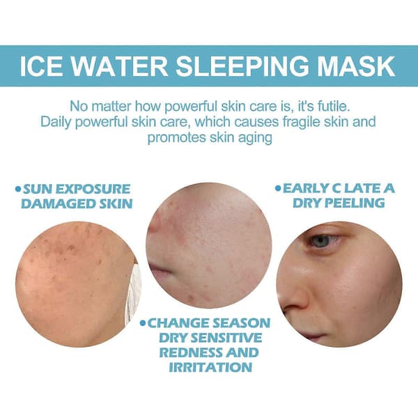 HYDRA MOIST Ice Water Sleeping Mask, 100g Raskt absorberende, med kjølende effekt, ansiktsfuktighetskrem 1PCS