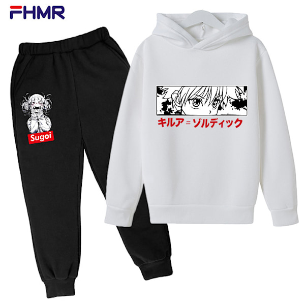 Hunter x Hunter Genser og Bukser for Gutter og Jenter, Hettelue, Fritidsklær, Sports Fleece, Ungdomsgenser, Anime D 130CM