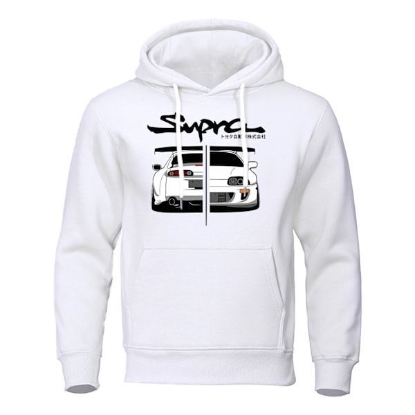 2023 Initial D Supra Hoodies Herr & Dam Casual Långärmad Lös Sporttröja JDM Tryckt Tröja White S