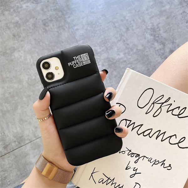 Lämplig för Apple 16 pro mobiltelefonfodral imitationsläder fyllt bomull anti-fall skyddsfodral black