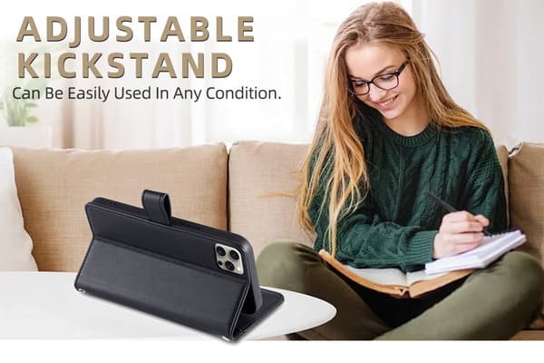 Compatible with iPhone 17 Pro Max Flip Crossbody Phone Case with Lanyard Multifunctional Cell Phone Leather Case Grey