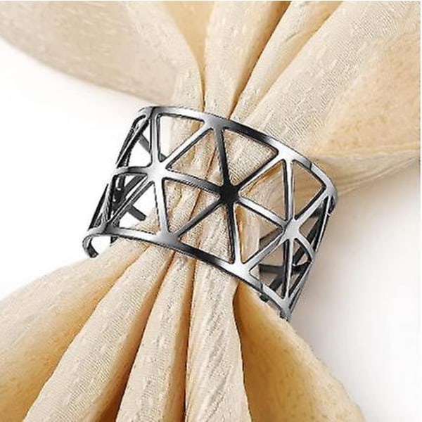 Servietringe, 12 stykker hule servietringe Holdere Servietring silver