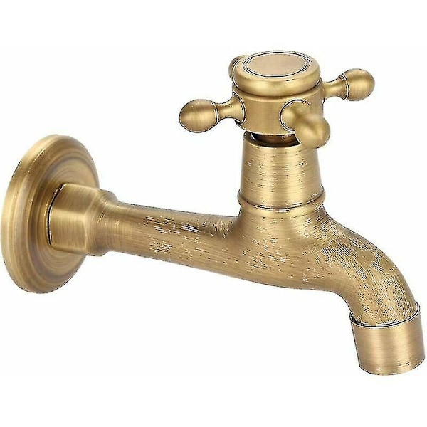 Vintage Solid Messing Væghængt Havehane G1/2 Gevind (lang)