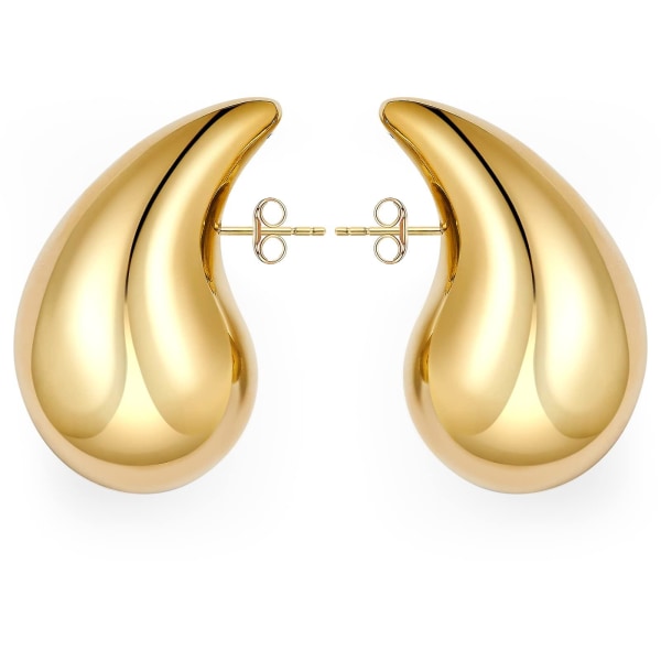 Kvinders 16 karat øreringe guld, vanddråbe gyldne øreringe