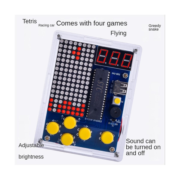 Gjør-det-selv-spillsett Gjør-det-selv elektronisk lodding sveisetransformasjonssett Slangefly med akrylveske Pixel Game Photo Color