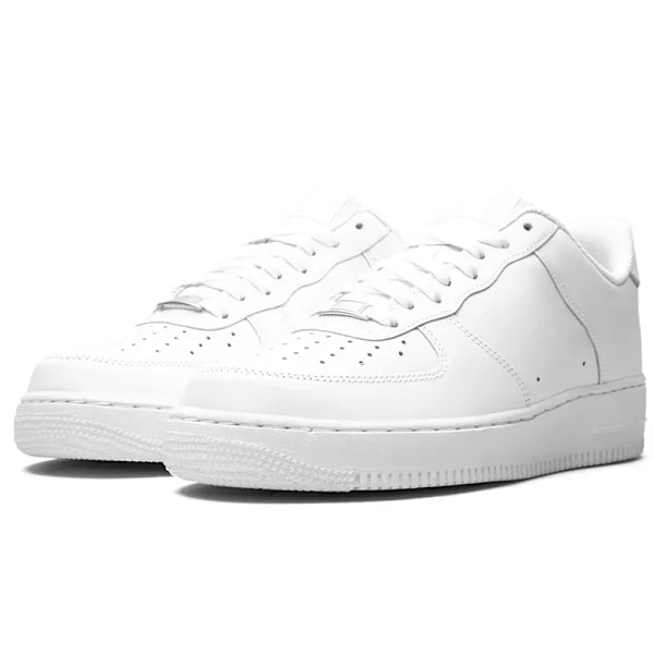 Klassiska AF1 Vita Sneakers - Casual Skor för Män och Kvinnor Blanco 38