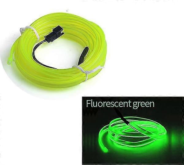 Bilinteriør LED dekorativ lampe EL ledninger neonstripe, for bil DIY FL Fluorescent green 2M USB drive