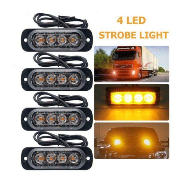 4 stroboskop blinkande varningslampor VIT 4ST 4ST Vit White 4Pcs-4Pcs