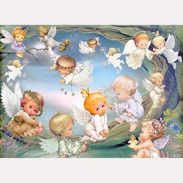 30x40cm 5D Diamantmaling DIY-sett Engel, Kransgress Diamant