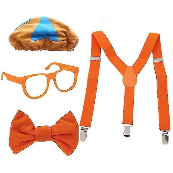 Vær som Blippi Dress Up! Rollespil Kostume Hat Briller Suspenders Butterfly