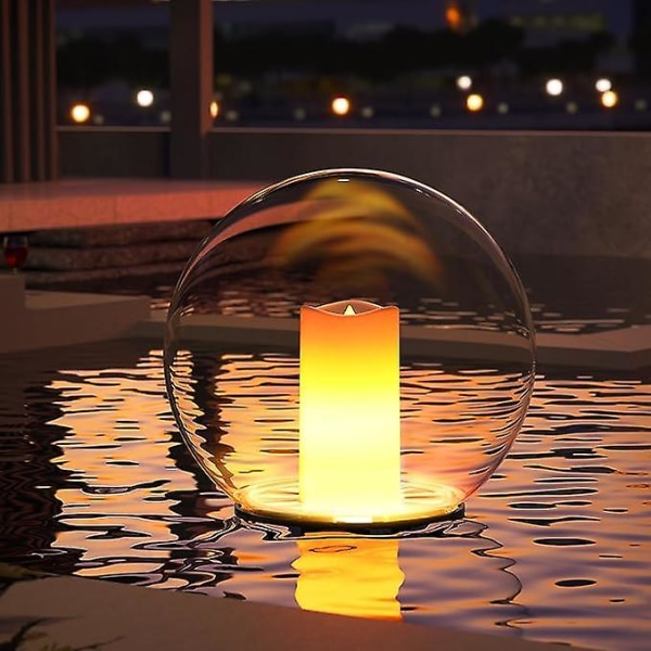 2st soldriven flytande poollampa med flimrande ljus för utomhusdekoration i trädgården Inground simbassängdekorationer