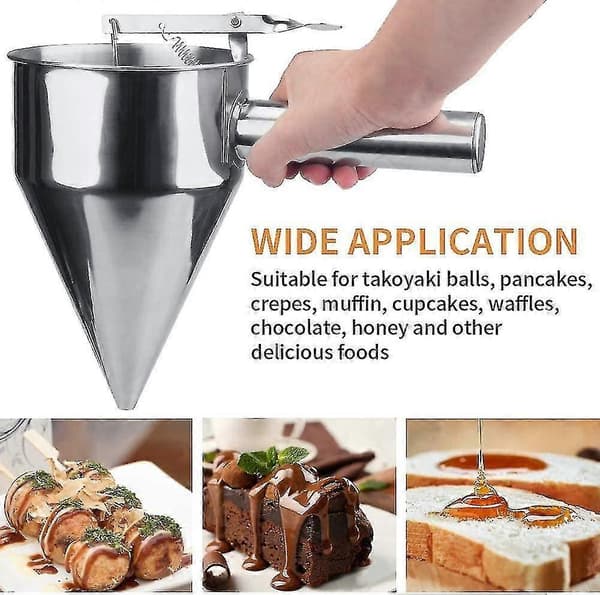 Pandekagedejdispenser i rustfrit stål Takoyaki & bage tragt med stativ