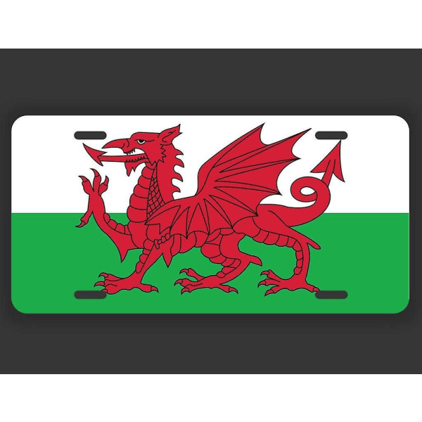 Wales Flag Nummerplade Tag Vanity Novelty Metal | Uv trykt metal | 6-tommer Ved 12-tommer | Bil Truck Rv Trailer Wall Shop Man Cave | Vlp299