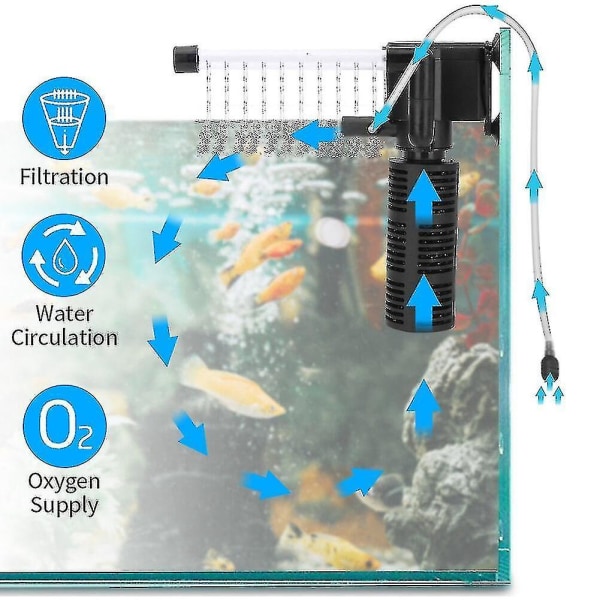 3 i 1 lydløs beluftning vandrenser intern pumpe dykbar akvariefilter iltpumpe dyk