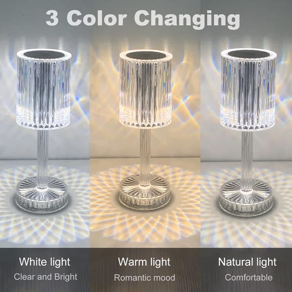 Crystal Table Lamp, Dimmable Touch Table Lamp, Cordless Rechargeable Table Lamp [Energy Class A+++]