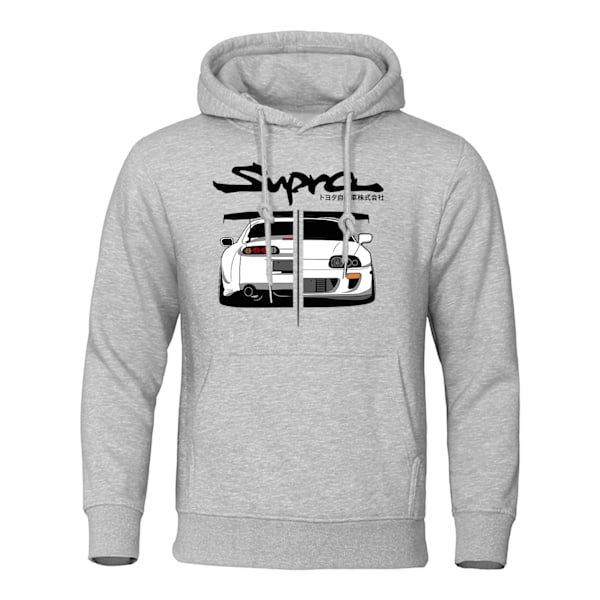 2023 Initial D Supra Hoodies Herr & Dam Casual Långärmad Lös Sporttröja JDM Tryckt Tröja Gray M