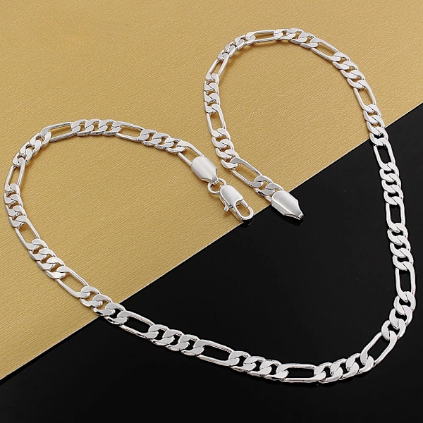 925 Sterling Sølv Farvet Halskæde Ferrero Tre-Kammer Sølvkæde Mænd Kvinder Mode Smykker 4MM Grey S