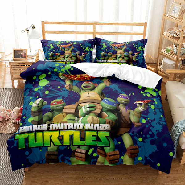 Ninja Turtles Cartoon 3D-tryckt Sängkläder Set med Tre Delar 220*240