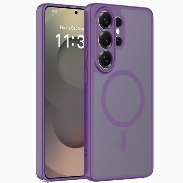 FNTCASE for Samsung Galaxy S26 Ultra Case with Screen Protector, MagSafe Compatible, Translucent Matte, Full Camera Protection, Shockproof Light purple