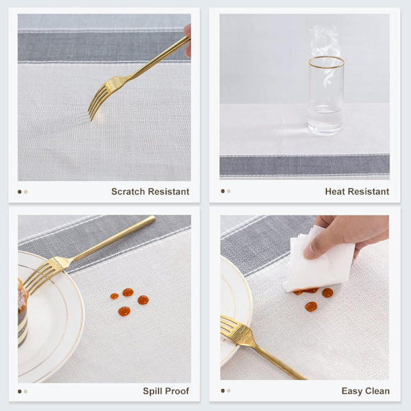 Grå rektangulær dug Anti-plet Elegant dug Bord C