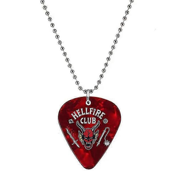 2026 Ny Rød Hellfire Guitar Plekter Halskæde Rustfrit Stål Perlekæde Melonfrø Spænde Smykker red hellfire