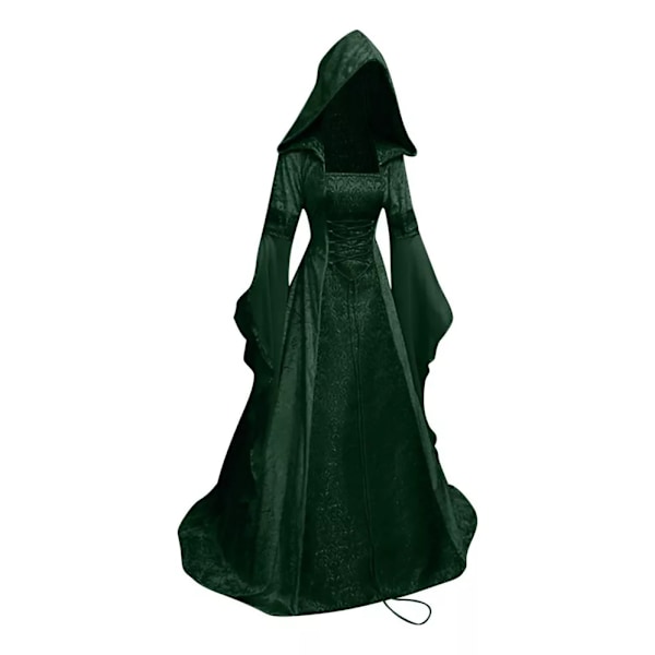 Gotisk Huvad Kläning Brudklänning Cosplay Halloween Verde M