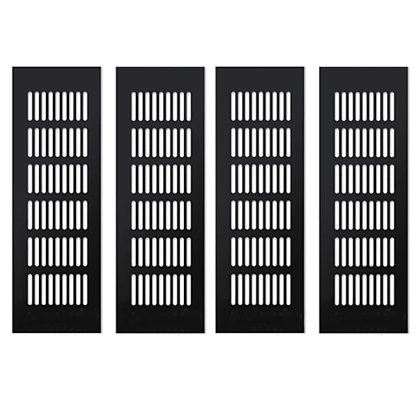 4 kpl säleikön cover, kaapin tuuletusaukot Jääkaapin tuuletusaukko Säleikkö Seinän tuuletussäleikkö, musta 80 x 250 mm