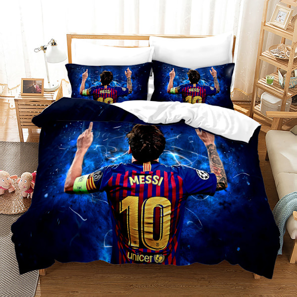 Messi 3D-tryckt tredelad täcke, lakan och örngott