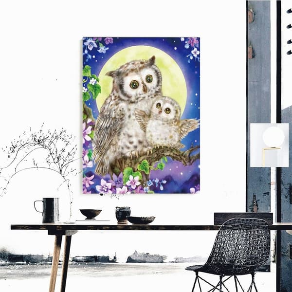 (30x40cm) 5D DIY Rund Diamantbroderi Ugle Perlebroderi