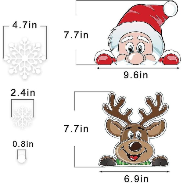 300 stk. 8 ark julesnefnug vindues klæbeklistermærker til glas, juledekorationer julesnefnug julemands reindee
