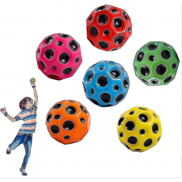 6-pak Astro Jump Balls Rumtema Gummi hoppebolde til børn