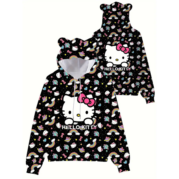 Huppareita Piirretty Casual Neulotukan Pullover Taskuilla, Aikuisten Pitkähihainen Huppareita, Sopii Lahjoiksi Ja Kokoelmiin G black M