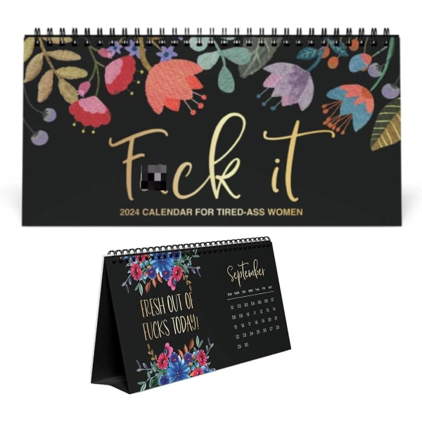 2024-kalender, Fuck It-kalender 2024, Blomsterkalender 2024-kalender for slitne kvinner, Gag-gavekalenderplanlegger 1pcs