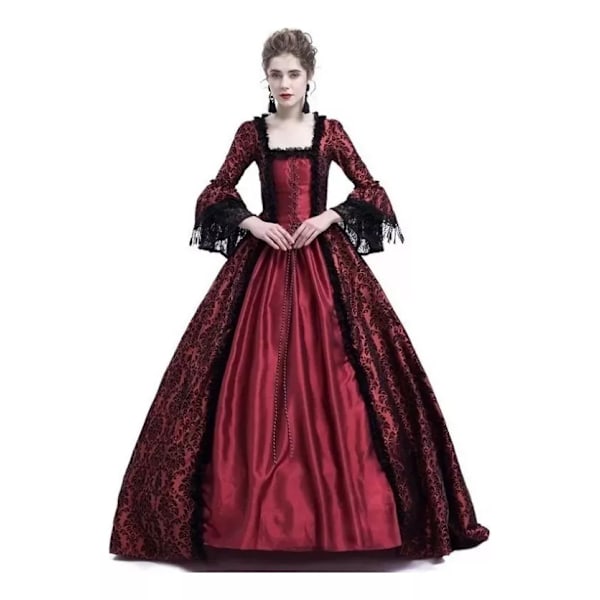 Elegant Klänning för Vuxna, Medeltida Spets Catrina Cosplay Rojo 4XG