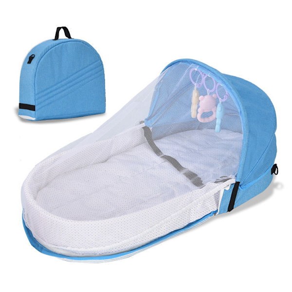 Baby Seng Newborn Bionic Bed Myggnett Beskyttelse Sammenleggbar Seng Bumper Utendørs Reise Nest Kurv blue