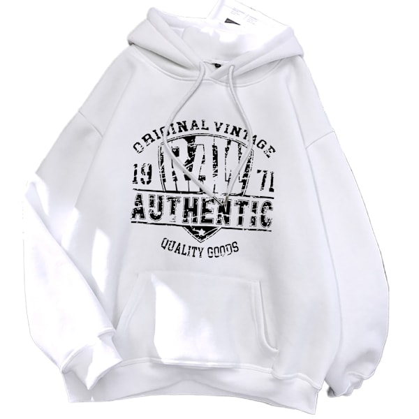 Ahthentic Dam Hoodies Sweatshirt Crewneck Pullover Hip Hop Stil Casual Kläder 1971 Blanco M