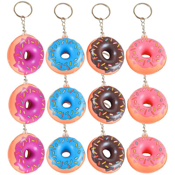 12 stk. Donut Nøglering Tegneserie Søde Nøgleringe Donut Formet Hængende Charm Tasker Charm Blandet Farve Picture 3