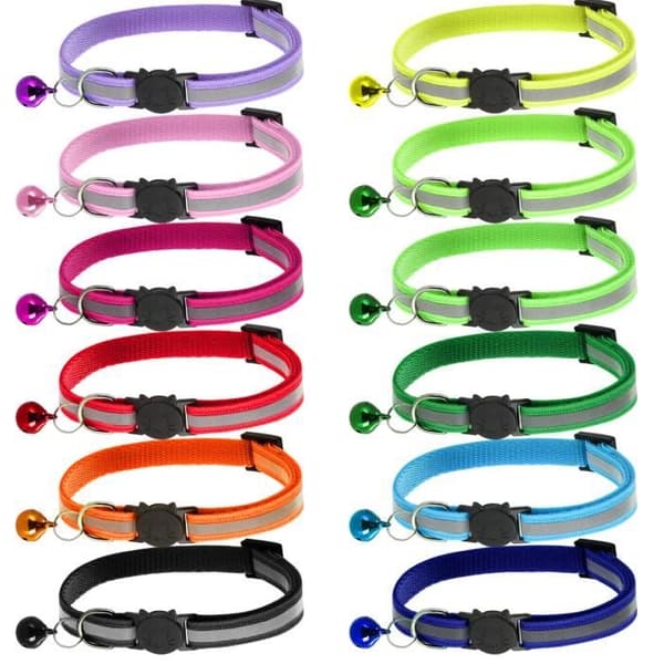 Hundehalsbånd - Nylon - Refleks - Justerbart - 12-pak