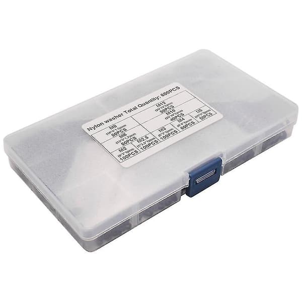 600 stk. sort nylon gummiskive sortimentssæt til M2 M2.5 M5 M6 M8 M10 M12 almindelig reparationsskive