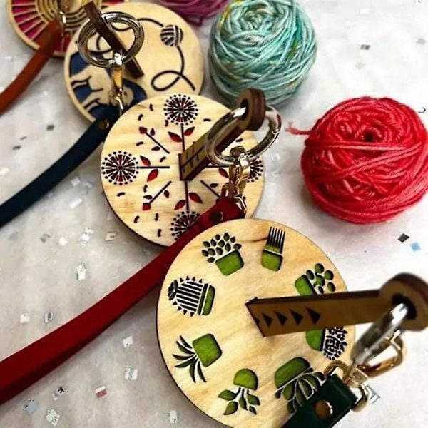 Trådhållare i trä, bärbar, med handledsrem, för stickning, virkning, broderi, tillbehör till mössor, koftor, strumpor Red