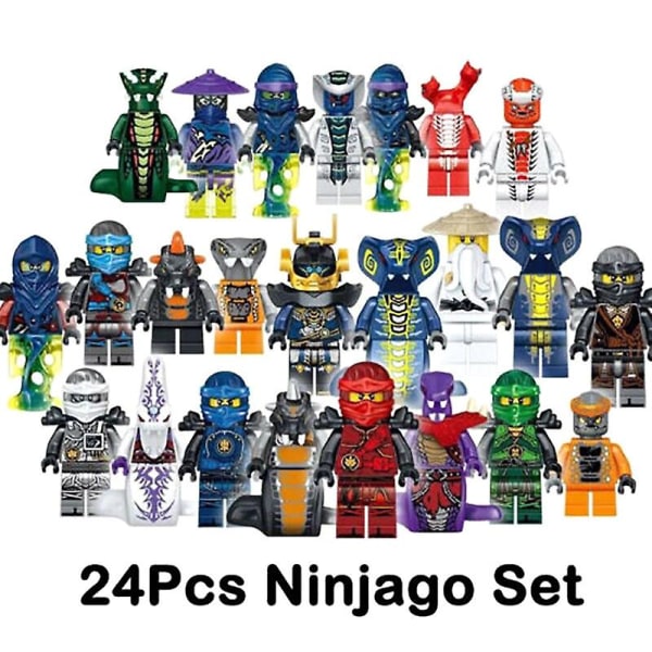 Sæt med 24 stk Ninja minifigurer Kai Jay Sensei Wu Master byggeklodser legetøj Multicolor 24 Pcs