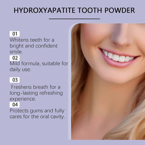 Hydroxyapatit tandpulver til emaljebeskyttelse og tandstyrkelse, mild formel
