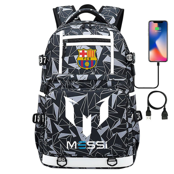 Messi Barcelona Printet Rygsæk Rejsetaske Student Skoletaske Vandtæt computertaske7