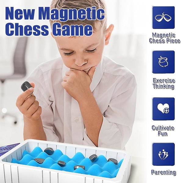 Magnetisk sjakkspill Brettspill, Multiplayer Battle Chess Dam Brettleker, Barn Puslespill Brettspill Gaver with Sponge