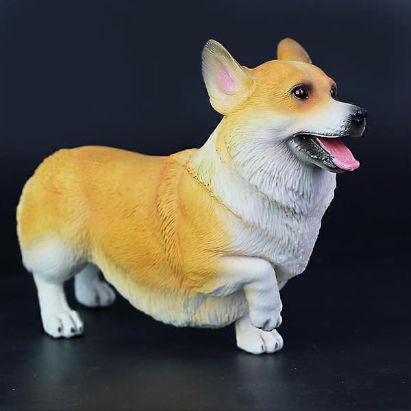 Verklighetstrogen Corgi Hund Djurmodell PVC Solid Figur Skrivbordsprydnad Barnleksak S07 Black