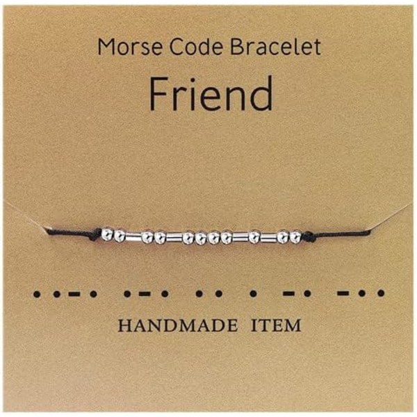 Vänskaps-armband med morsealfabet, Vänskaps-ankelband i sterling silver med morsealfabet, Vänskapspresenter till kvinnor Tackpresenter (med kort)