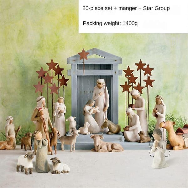Krippfigurer Staty Willow Tree Julkrubba Figurer Skulpterad Handmålad Religiös Prydnad Heminredning Julklappar 1pc