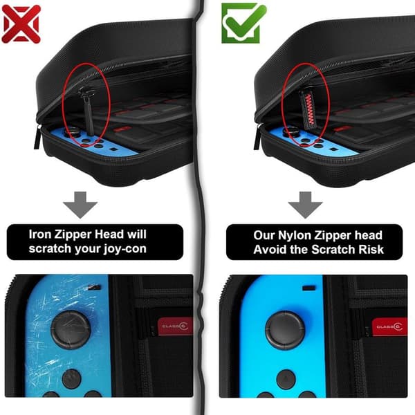 Switch-kompatibel med Nintendo Switch/Switch OLED - Bæretaske med 20 spilkassetter, taske til Nintendo Switch (Sort)