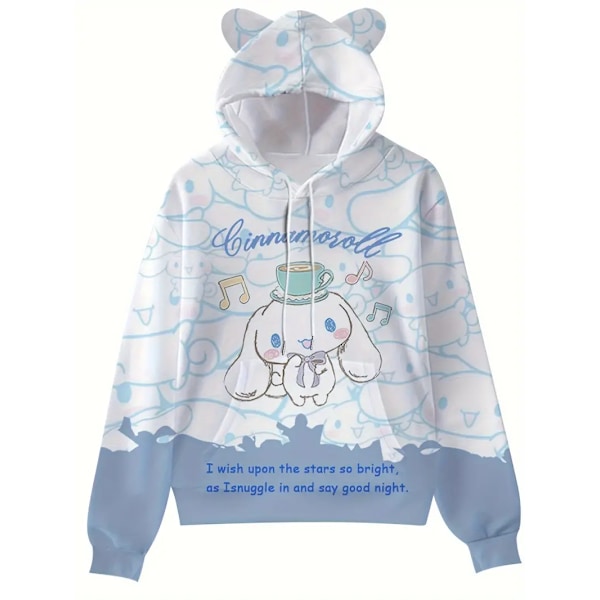 Huppareita Piirretty Casual Neulotukan Pullover Taskuilla, Aikuisten Pitkähihainen Huppareita, Sopii Lahjoiksi Ja Kokoelmiin F white and blue M