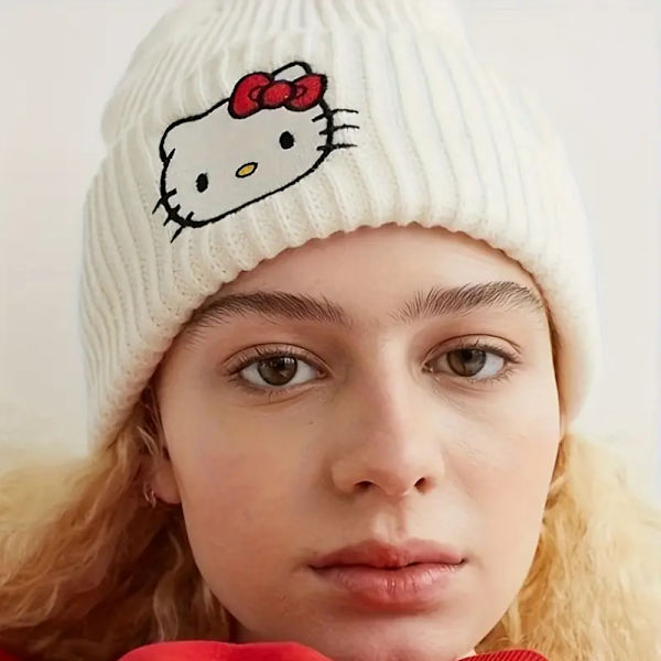 Søt tegneserie beanie myk varm strikket lue høst og vinter damer jenter pullover lue A